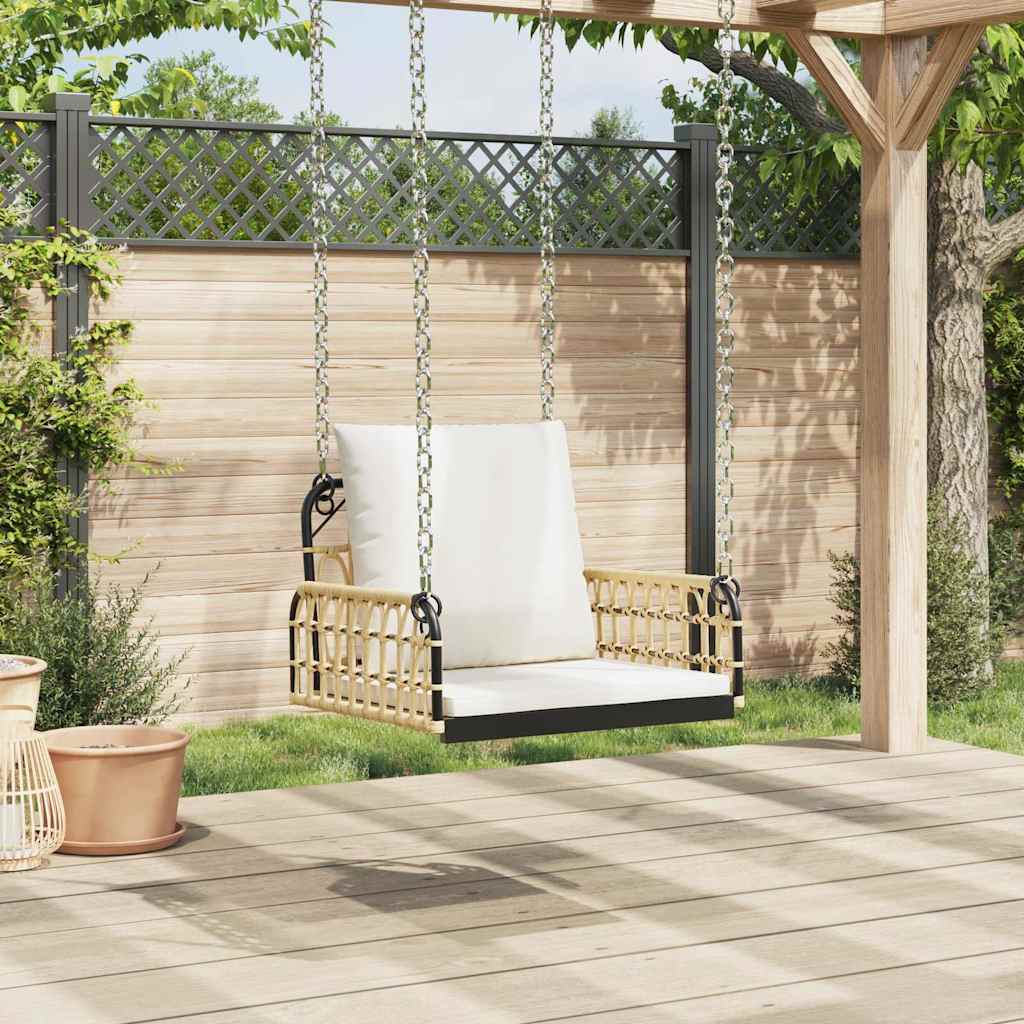 vidaXL Swing Chair with Cushions 63x58x39 cm Poly Rattan and Steel 3