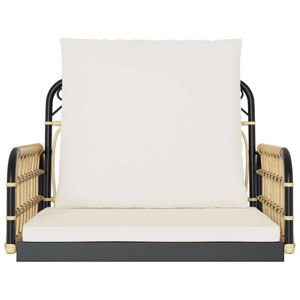 vidaXL Swing Chair with Cushions 63x58x39 cm Poly Rattan and Steel 4