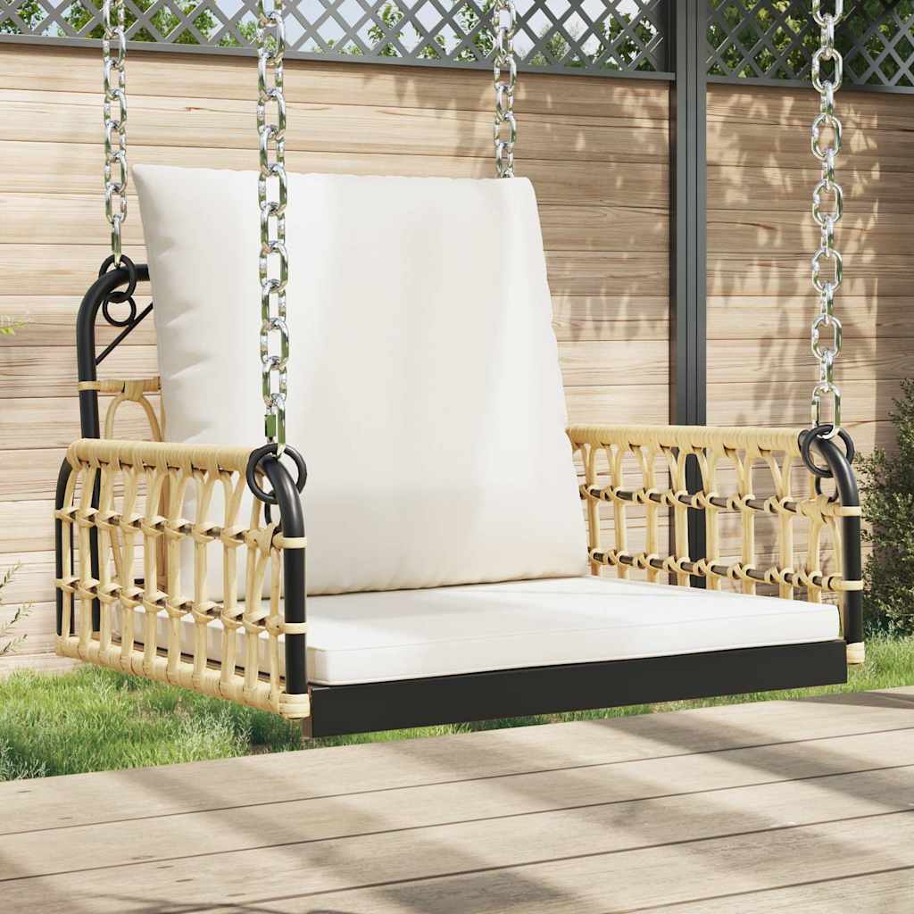 vidaXL Swing Chair with Cushions 63x58x39 cm Poly Rattan and Steel 1