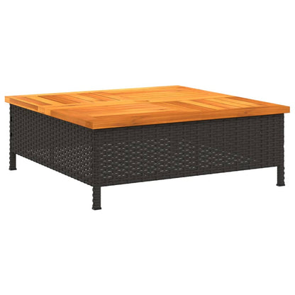 vidaXL Garden Table Black 70x70x25 cm Rattan and Acacia Wood 2