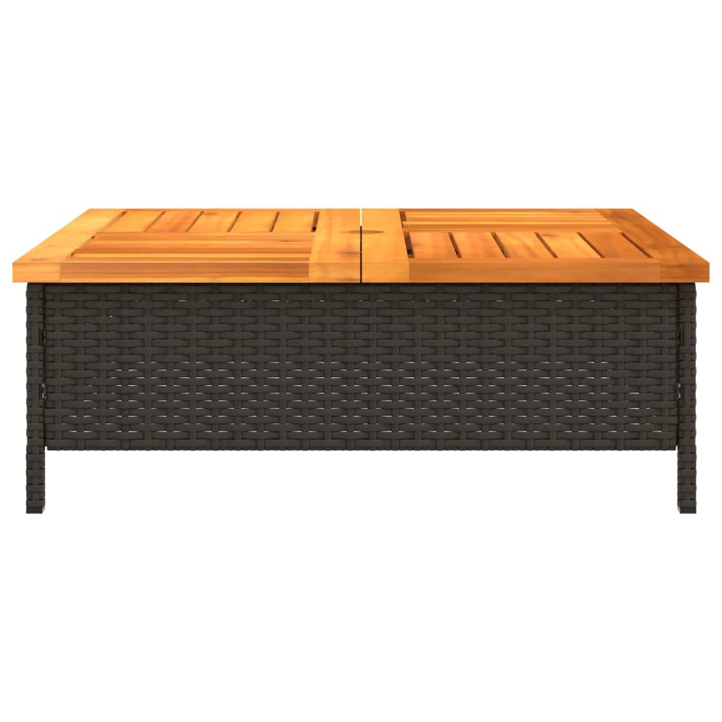 vidaXL Garden Table Black 70x70x25 cm Rattan and Acacia Wood 6