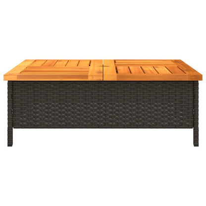 vidaXL Garden Table Black 70x70x25 cm Rattan and Acacia Wood 6