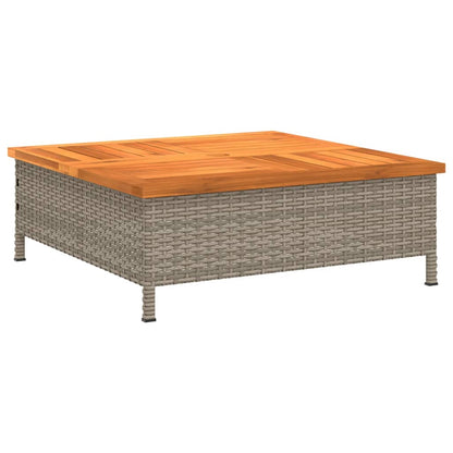 vidaXL Garden Table Grey 70x70x25 cm Rattan and Acacia Wood 2