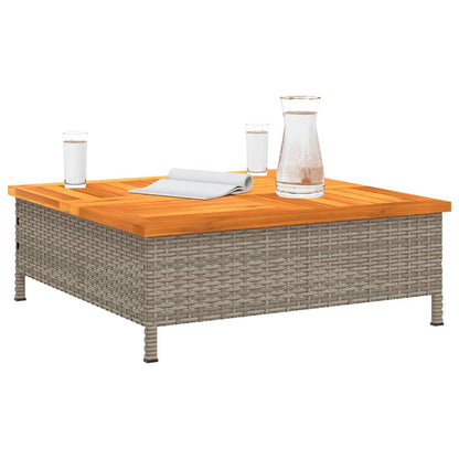 vidaXL Garden Table Grey 70x70x25 cm Rattan and Acacia Wood 4