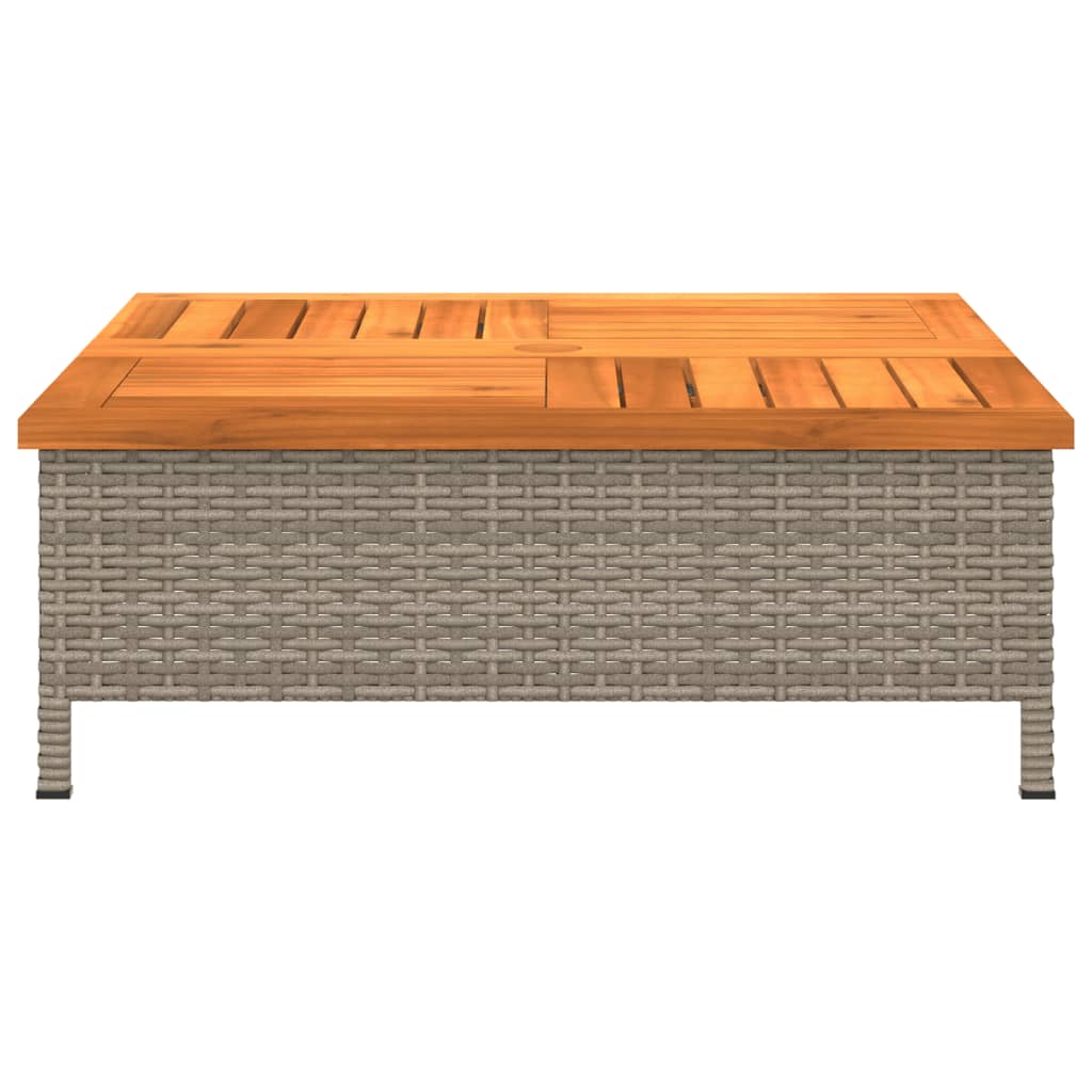 vidaXL Garden Table Grey 70x70x25 cm Rattan and Acacia Wood 5