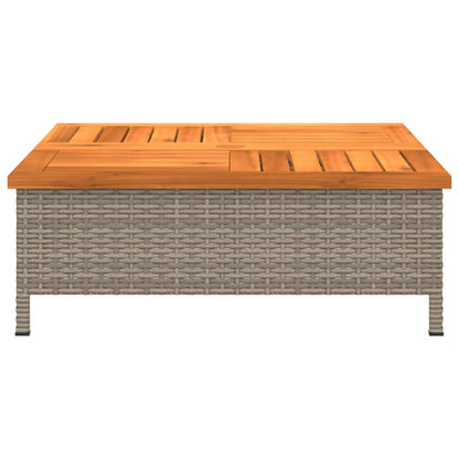 vidaXL Garden Table Grey 70x70x25 cm Rattan and Acacia Wood 5