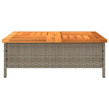 vidaXL Garden Table Grey 70x70x25 cm Rattan and Acacia Wood 6