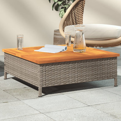 vidaXL Garden Table Grey 70x70x25 cm Rattan and Acacia Wood 1