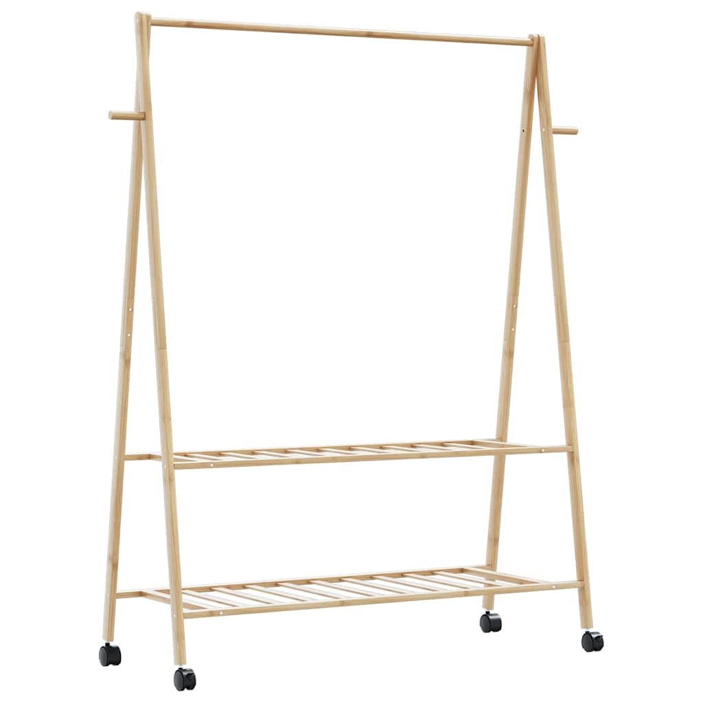 vidaXL Clothes Rack with Shelves and Wheels 132x45.5x155.5 cm Bamboo 1