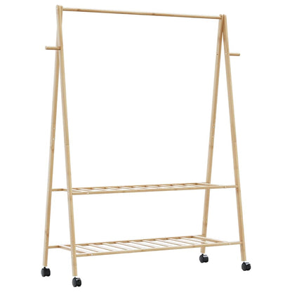 vidaXL Clothes Rack with Shelves and Wheels 132x45.5x155.5 cm Bamboo 1