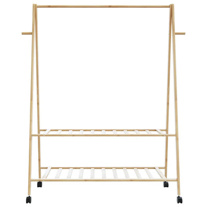 vidaXL Clothes Rack with Shelves and Wheels 132x45.5x155.5 cm Bamboo 4