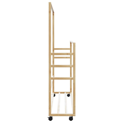 vidaXL Clothes Rack with Shelves and Wheels 90x35x155 cm Bamboo 6