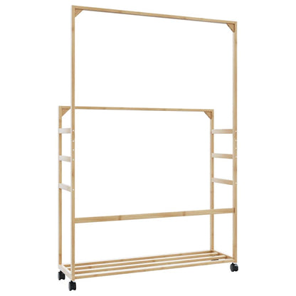 vidaXL Clothes Rack with Shelves and Wheels 90x35x155 cm Bamboo 5