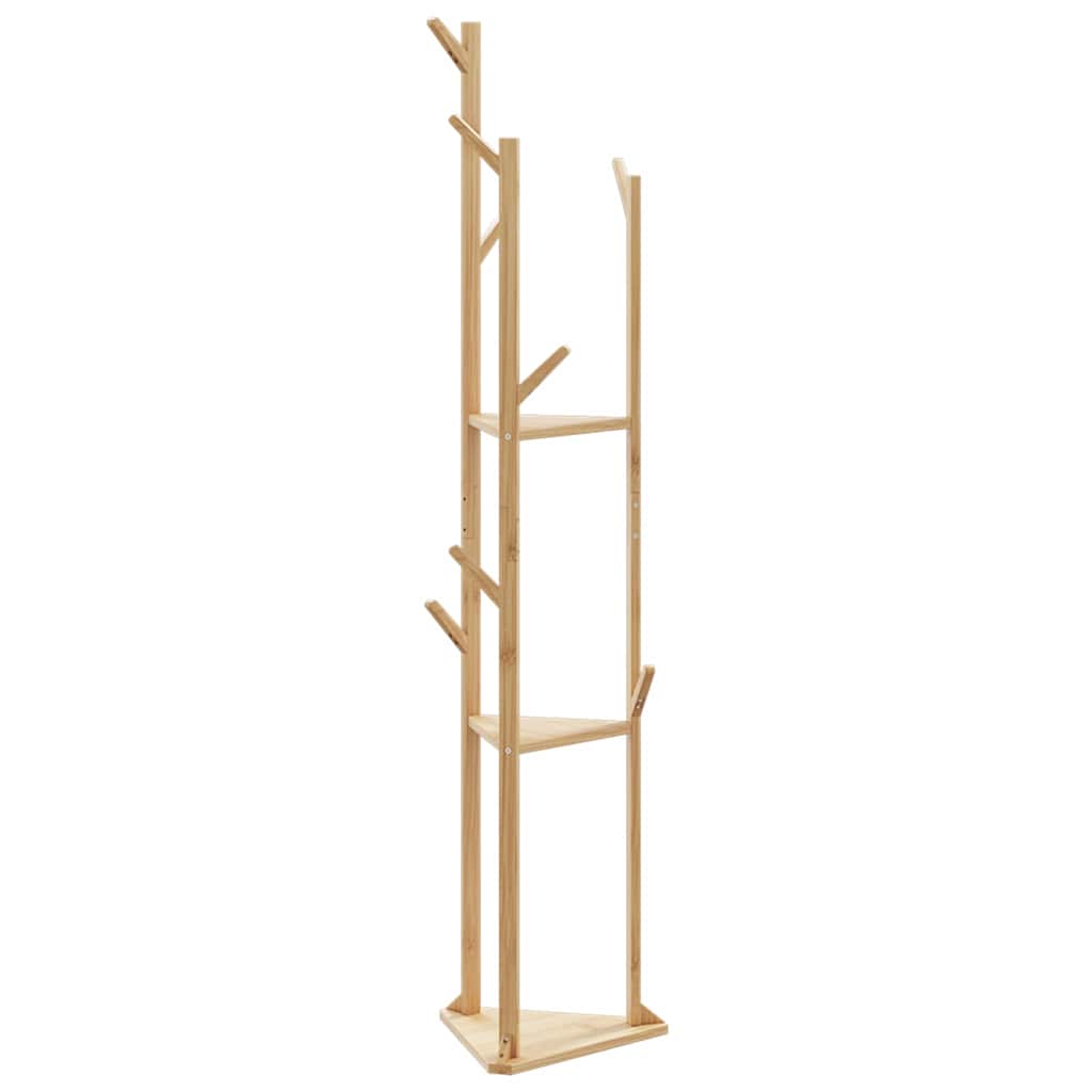 vidaXL Coat Stand with Hooks and Shelves 39x33x166 cm Bamboo 1