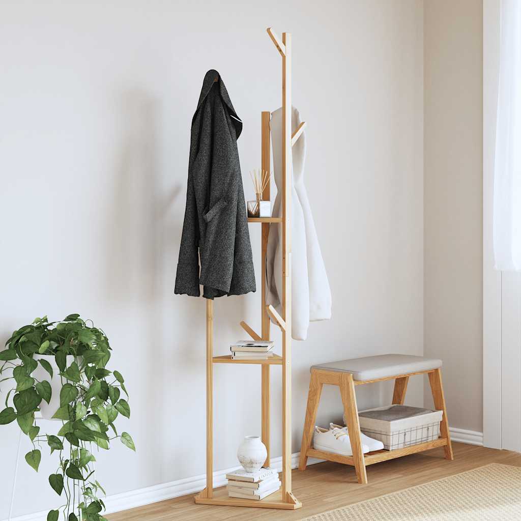 vidaXL Coat Stand with Hooks and Shelves 39x33x166 cm Bamboo 2
