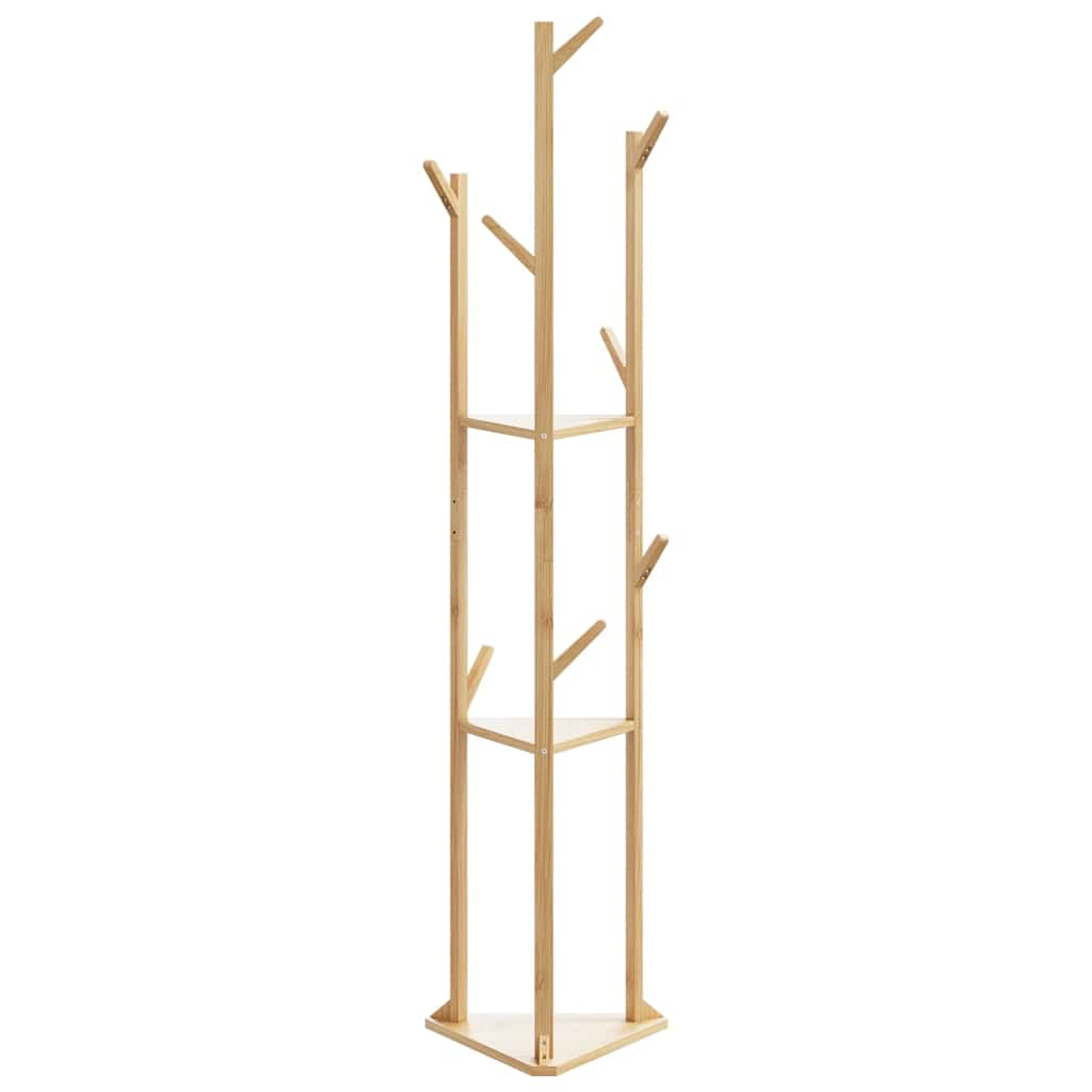 vidaXL Coat Stand with Hooks and Shelves 39x33x166 cm Bamboo 3
