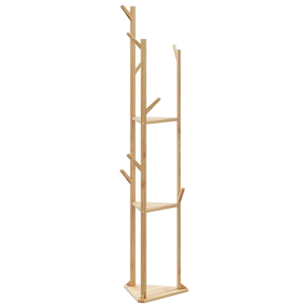 vidaXL Coat Stand with Hooks and Shelves 39x33x166 cm Bamboo 5
