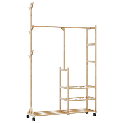 vidaXL Clothes Rack with Shelves and Wheels 100x38x175.5 cm Bamboo 1