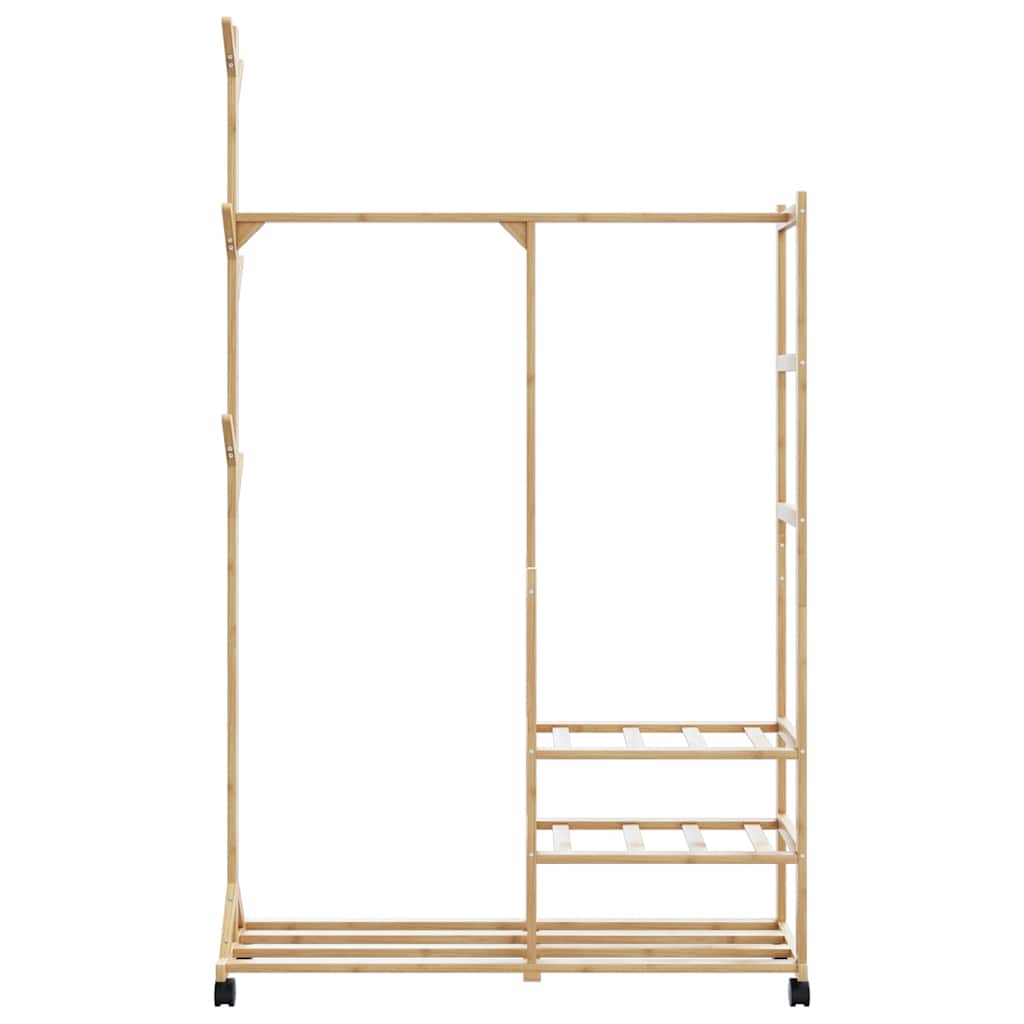vidaXL Clothes Rack with Shelves and Wheels 100x38x175.5 cm Bamboo 4