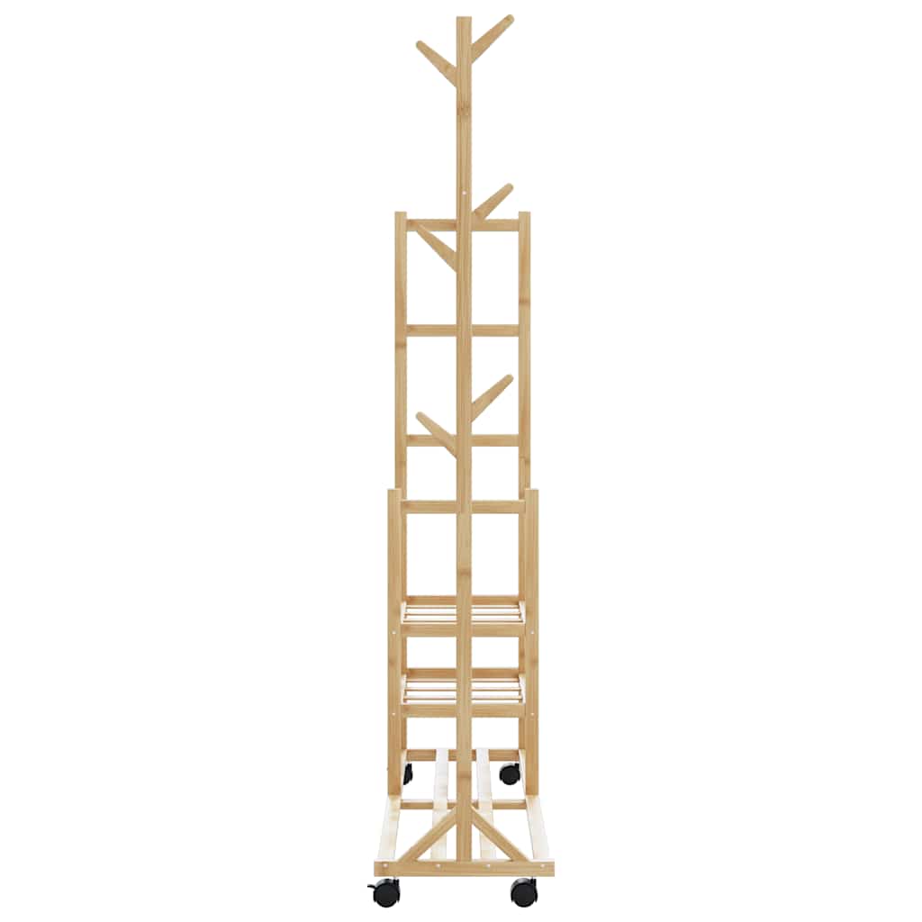 vidaXL Clothes Rack with Shelves and Wheels 100x38x175.5 cm Bamboo 5