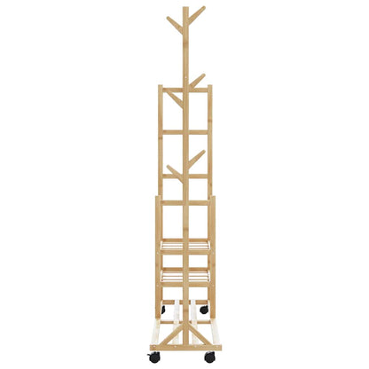 vidaXL Clothes Rack with Shelves and Wheels 100x38x175.5 cm Bamboo 5