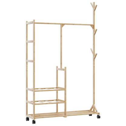 vidaXL Clothes Rack with Shelves and Wheels 100x38x175.5 cm Bamboo 6