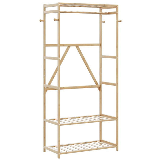 Clothes Rack with Shelves 80x40x175 cm Bamboo 80 cm Without wheels