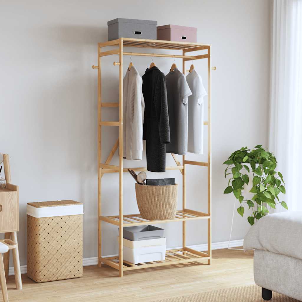 vidaXL Clothes Rack with Shelves 80x40x175 cm Bamboo 2