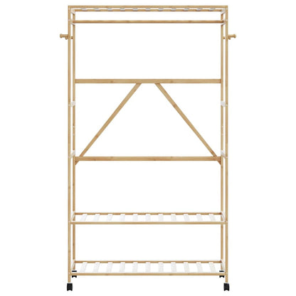 vidaXL Clothes Rack with Shelves and Wheels 110x40x180 cm Bamboo 3