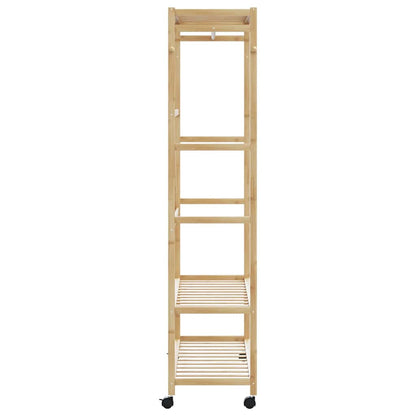 vidaXL Clothes Rack with Shelves and Wheels 110x40x180 cm Bamboo 4