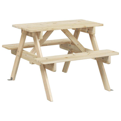 vidaXL Picnic Table for 4 Kids with Umbrella Hole Solid Wood Fir 2