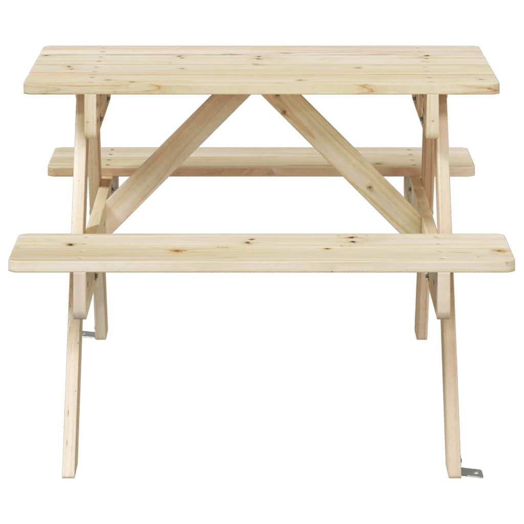 vidaXL Picnic Table for 4 Kids with Umbrella Hole Solid Wood Fir 4