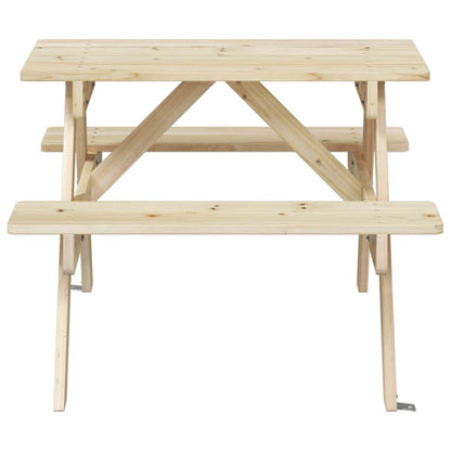 vidaXL Picnic Table for 4 Kids with Umbrella Hole Solid Wood Fir 4