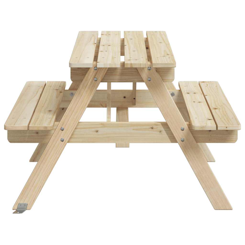 vidaXL Picnic Table for 4 Kids with Umbrella Hole Solid Wood Fir 5