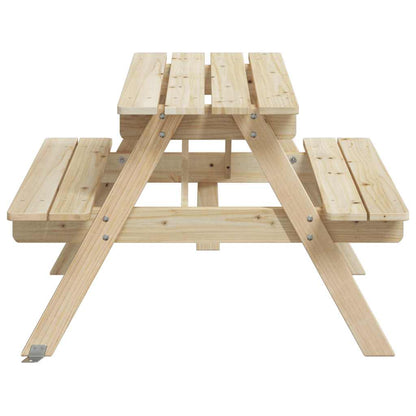 vidaXL Picnic Table for 4 Kids with Umbrella Hole Solid Wood Fir 5