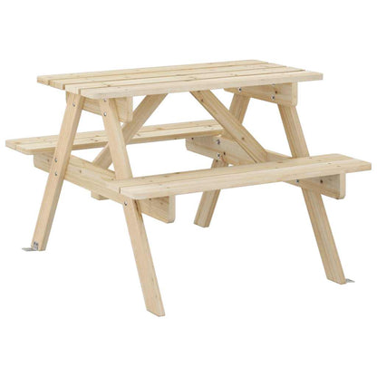 vidaXL Picnic Table for 4 Kids with Umbrella Hole Solid Wood Fir 6