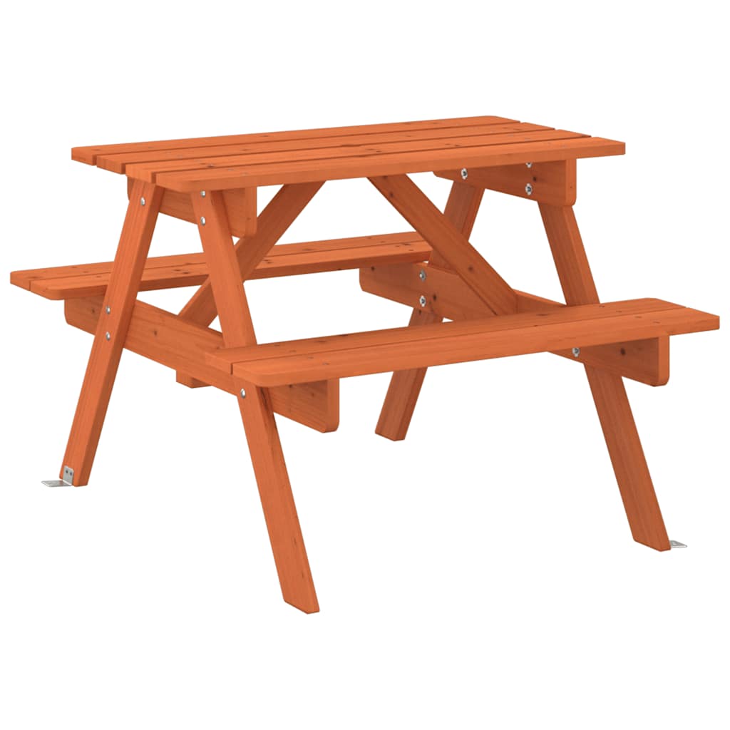 vidaXL Picnic Table for 4 Kids with Umbrella Hole Solid Wood Fir 6
