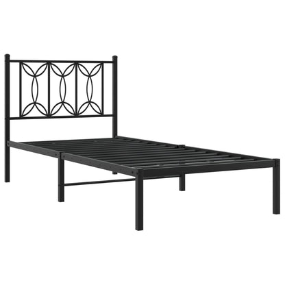 vidaXL Metal Bed Frame without Mattress with Headboard Black 75x190cm 3