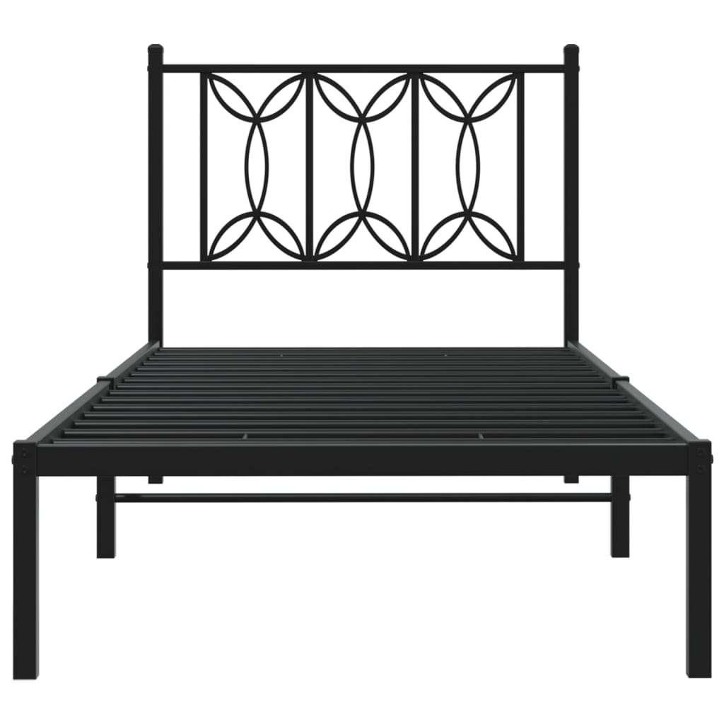 vidaXL Metal Bed Frame without Mattress with Headboard Black 75x190cm 4
