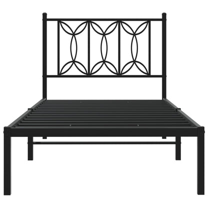 vidaXL Metal Bed Frame without Mattress with Headboard Black 75x190cm 4