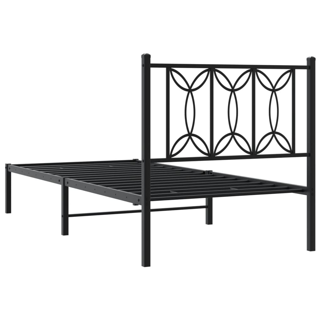 vidaXL Metal Bed Frame without Mattress with Headboard Black 75x190cm 6