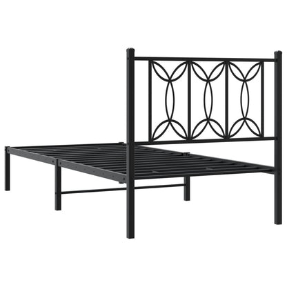 vidaXL Metal Bed Frame without Mattress with Headboard Black 75x190cm 6