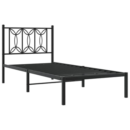 vidaXL Metal Bed Frame without Mattress with Headboard Black 80x200cm 3