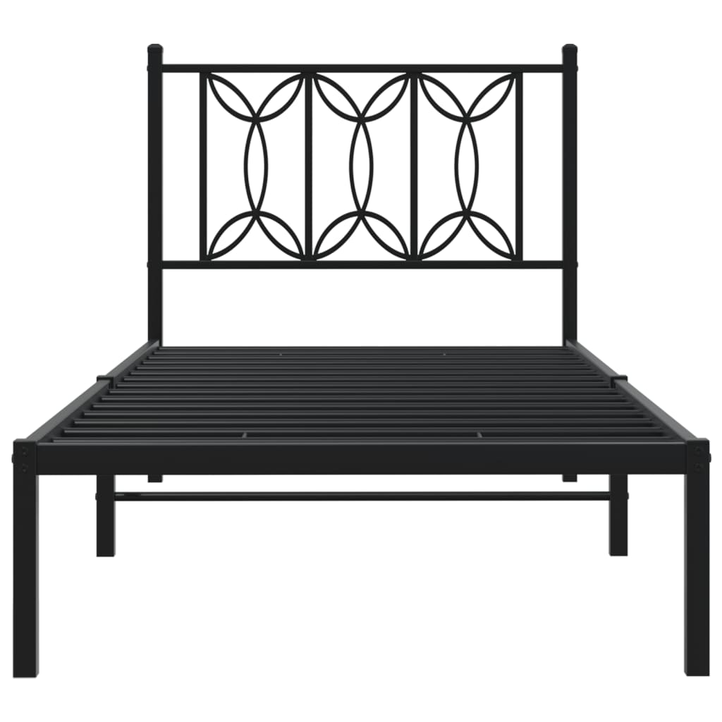 vidaXL Metal Bed Frame without Mattress with Headboard Black 80x200cm 4