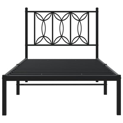 vidaXL Metal Bed Frame without Mattress with Headboard Black 80x200cm 4