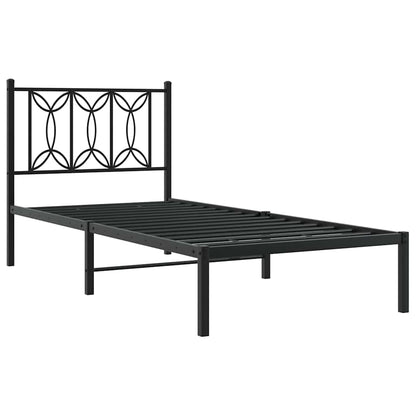 Metal Bed Frame without Mattress With headboard Black 90 cm 190 cm