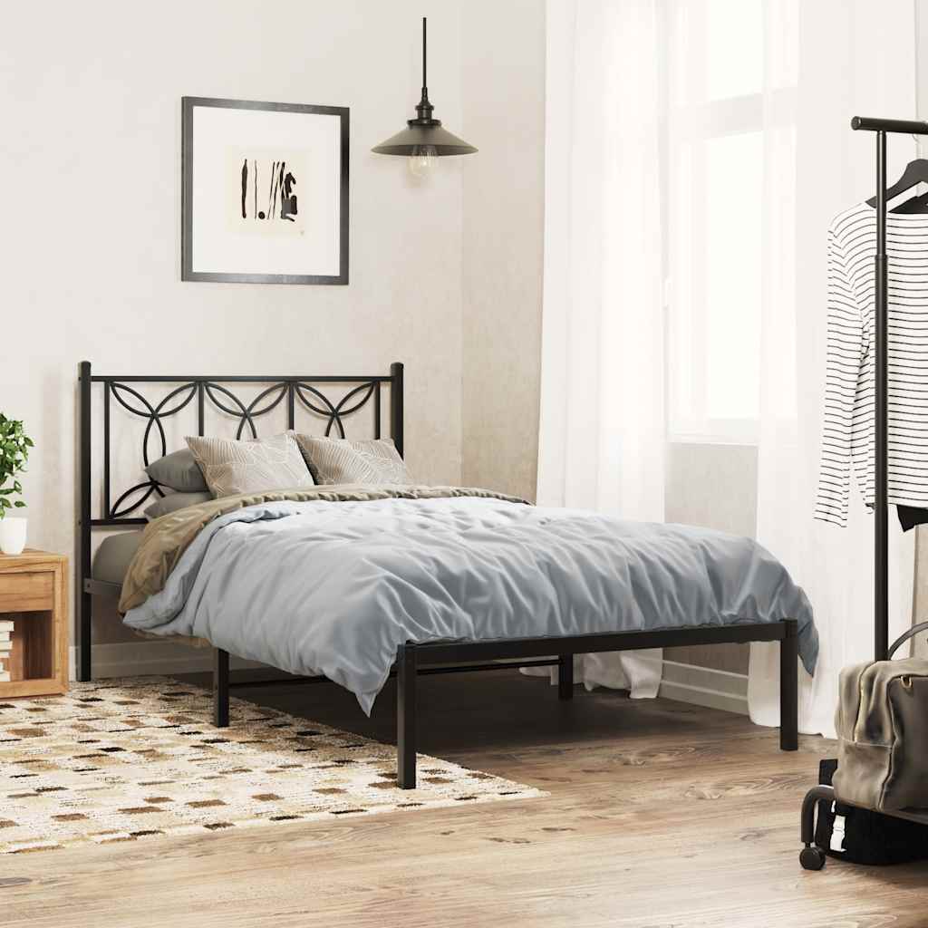 vidaXL Metal Bed Frame without Mattress With headboard Black