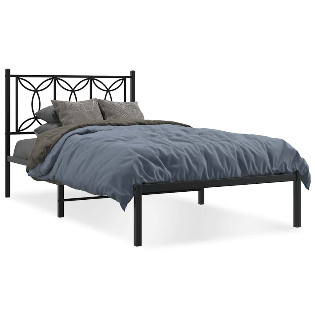 Metal Bed Frame without Mattress With headboard Black 107 cm 203 cm