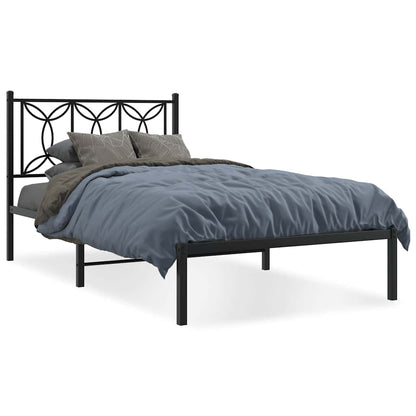 Metal Bed Frame without Mattress With headboard Black 107 cm 203 cm