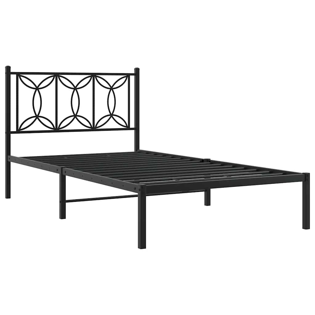 Metal Bed Frame without Mattress With headboard Black 107 cm 203 cm